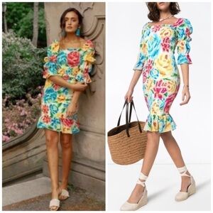 All Things Mochi Marianna Square Neck Ruffle Smocked Mini Dress Casual Summer